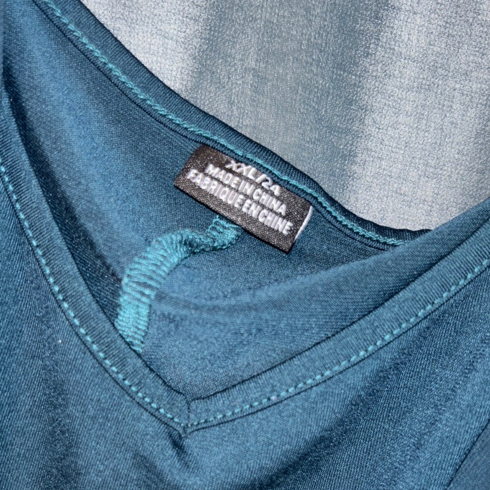 City Chic wrap tunic blue green bell sleeve XXL 24 - Picture 5 of 11